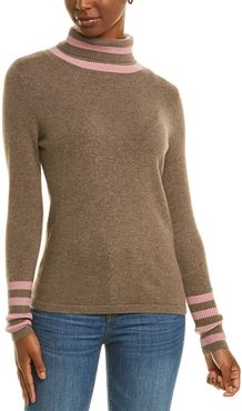 Kier + J Stripe Turtleneck Cashmere Sweater