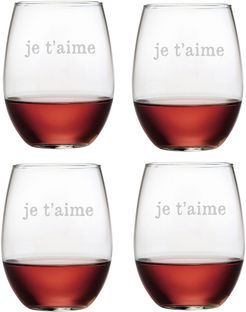 Susquehanna Glass Je T'aime Set of 4 21oz Stemless Wines