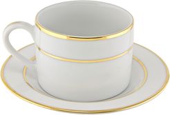 Ten Strawberry Street Double Gold Rimmed Set of Six Rimmed Cups and Saucers