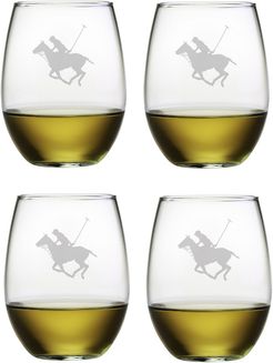 susquehanna Polo Pub Set of 4 21oz Stemless Wine Glasses