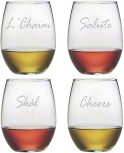 Susquehanna Glass Cheers Around The World Set of 4 21oz Stemless