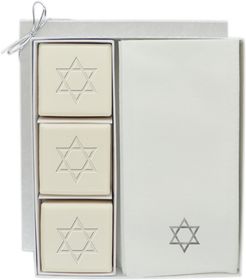 Star of David 3pc Soap With 12 Silver Embossed Towels