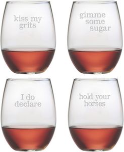 Susquehanna Glass "Short N Sweet" Set of Four 21oz Stemless Wine Glasses