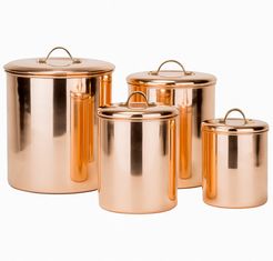 Old Dutch 4pc Polished Copper Canister Set