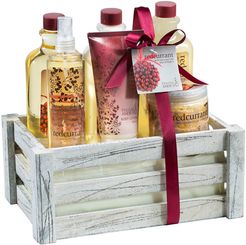 Freida & Joe Redcurrant Perfumed Bath Gift Set in White Wood Crate