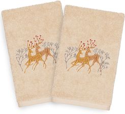 Set of 2 Linum Home Textiles Christmas Deer Pair Hand Towels