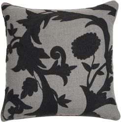 Edie@Home Floral Crewel Embroidered Pillow