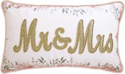 Edie@Home Celebrations Floral Beaded "Mr & Mrs" Decorative Pillow