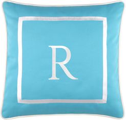 Edie@Home Outdoor Embroidered Monogram Decorative Pillow, "R"