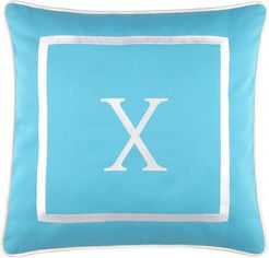 Edie@Home Outdoor Embroidered Monogram Decorative Pillow, "X"