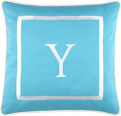 Edie@Home Outdoor Embroidered Monogram Decorative Pillow, "Y"