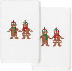 Linum Home Textiles Christmas Gingerbread White Hand Towels (Set Of 2)