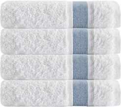 Enchante Home Set of 4 Unique Blue Stripe Bath Towels