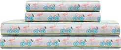 Elite Whimsical Print Flamingo Bike Ride Sheet Set