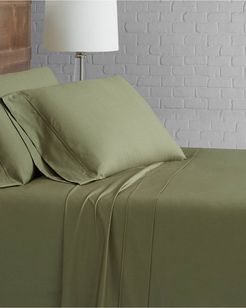 Brooklyn Loom Solid Cotton Percale Olive Green Sheet Set