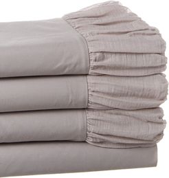 Boho Bed Voile Ruched Sheet Set Pebble