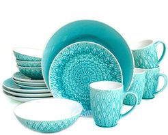 Euro Ceramica Peacock 16pc Dinnerware Set