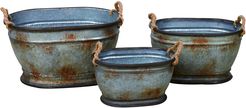 Set of 3 Transpac Metal Silver Spring Nested Oval Planters