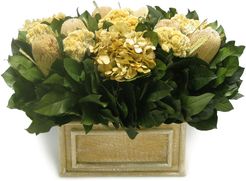 Bougainvillea Banksia Wooden Rectangular Weathered Antique Container