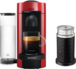 Nespresso VertuoPlus Coffee & Espresso Single-Serve Machine in Cherry Red and Aeroccino Milk Frother in Black