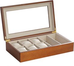 Bey-Berk Cherry Wood Six Watch & Two Sunglass Storage Box