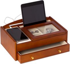 Bey-Berk Cherry Wood Valet Box Features a Storage Compartment