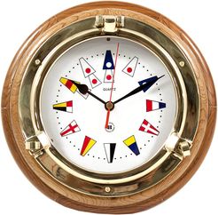 Bey-Berk Lacquered Brass Porthole Quartz Clock