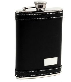 Bey-Berk Bey Berk 8oz Stainless Steel Black Leather Flask