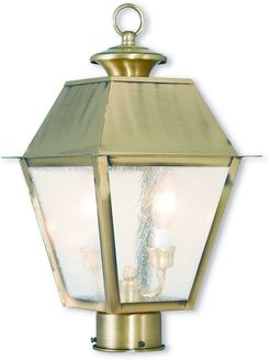 Livex Mansfield 2-Light Antique Brass Post-Top Lantern