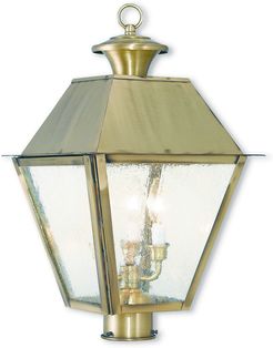 Livex Mansfield 3-Light Antique Brass Post-Top Lantern