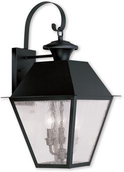 Livex Mansfield 3-Light Black Outdoor Wall Lantern