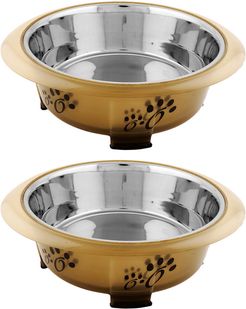 Iconic Pet Set of 2 Color Splash Designer Oval Fusion Bowls-Small/Medium