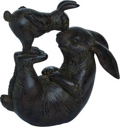 Transpac Resin Black Spring Bunnies Playing Garden Statuette