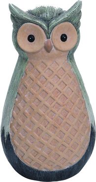 Transpac Terracotta Medium Multicolor Spring Glazed Owl Garden Statuette 2