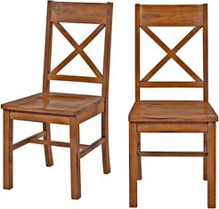 Set of 2 Hewson Antique Brown Wood Dining Kitchen Chairs