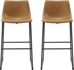 Hewson Faux Leather Dining Kitchen Barstools Set of 2