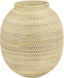 Handwoven Natural Beige Bamboo Vase