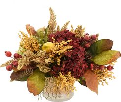 Hydrangea, Pomegranate and Pinecone in Vase
