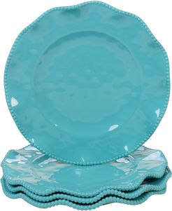 Certified International Melanine Perlette Teal Set of 4 Dinner Plates