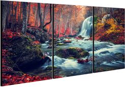 Chic Home Design Autumn Forest 3pc Set Wrapped Canvas Wall Art