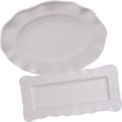 Certified International Melamine Perlette Cream 2pc Platter Set