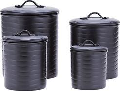 Old Dutch 4pc Wave Matte Black Canister Set