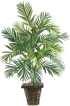 Nearly Natural Areca Palm with Wicker Basket Silk Plant
