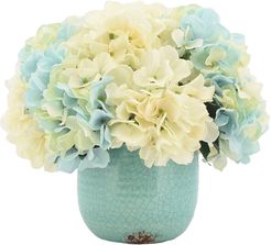 Creative Displays Cream & Sky Hydrangeas in Ceramic Vase