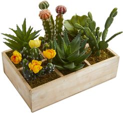 Nearly Natural 11-In. Mixed Succulent Garden in Tray Artificial Plant