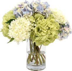 Mixed Hydrangeas in Glass Vase