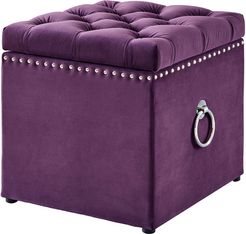 Inspired Home Purple Velvet Storage Ottoman