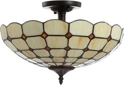 Jonathan Y Jennifer 16in Tiffany-Style Glass Metal LED Semi-Flush Mount