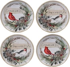Certified International Set of 4 Holly and Ivy Dessert Plates