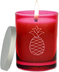 Carved Solutions Gem Collection Ruby Soy Wax Hand Poured Glass Vessel Candle Pineapple